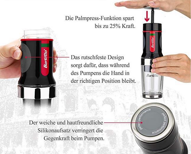 Barsetto Espresso Hand Kaffeemaschine 15 Bar für Kapseln u. Filterkaffe ab 25,99€ (statt 52€)