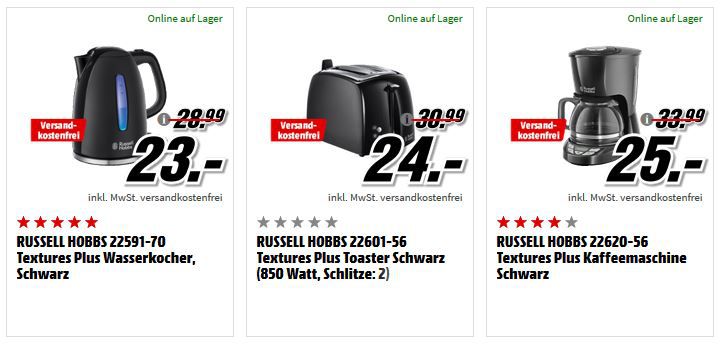 Russel Hobbs mini Aktion: günstige Küchengeräte z.B. RUSSELL HOBBS extures Plus Toaster für 24€ (statt 31€)
