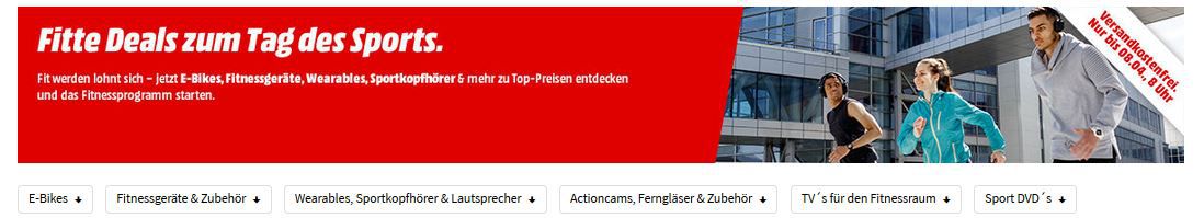 Media Markt Sport Aktion: viele günstige Artikel zu Sport, Fitness, E Bikes, Actioncams uvam.