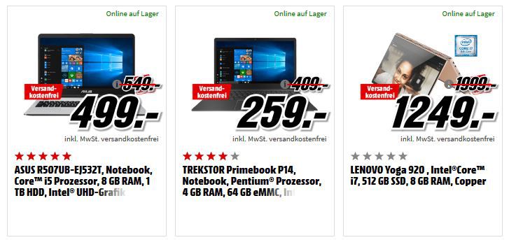 Media Markt Windows Tiefpreisspätschicht: günstige Notebooks & Convertibles