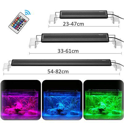 LED Aquariumbeleuchtung in 3 Größen mit Tageslichtsimulation & Fernbedienung für 10,40€   Prime