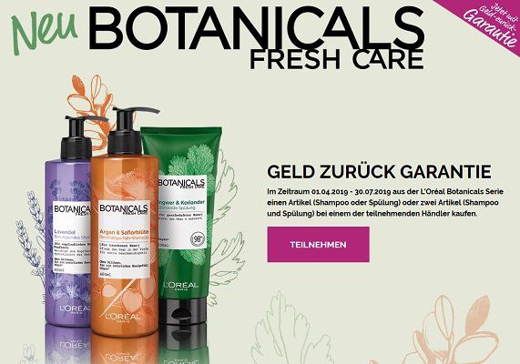 Aus der LOréal Botanicals Serie für 2 Produkte Geld zurück