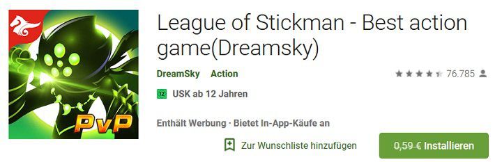 Android: League of Stickman   Best action game (Dreamsky) kostenlos (statt 1€)