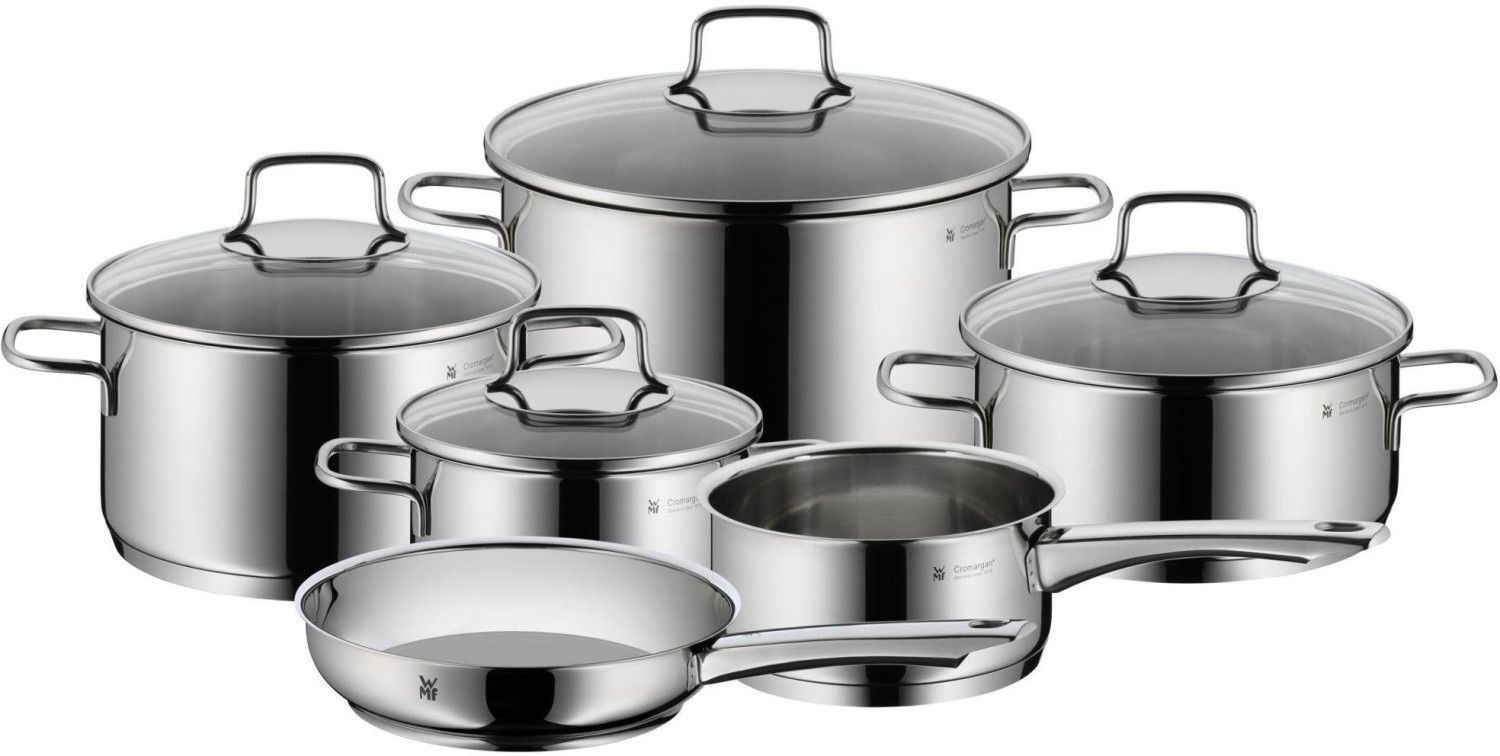 WMF Astoria   Topf Set mit 4 Töpfen + Stielkasserolle + Pfanne ab 119,99€ (statt 140€)