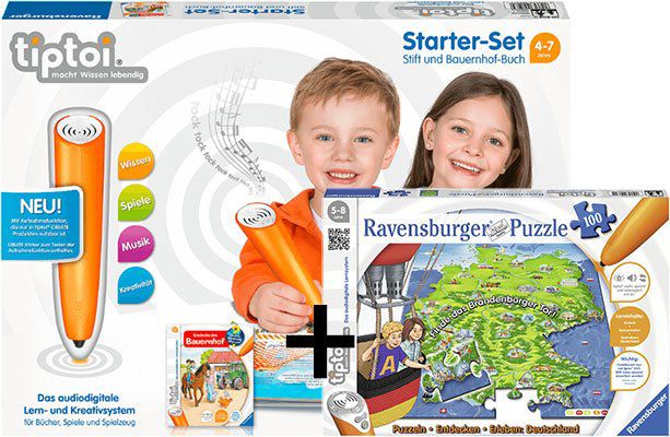 Ravensburger tiptoi Starter Set Stift & Bauernhof Buch + Puzzeln, Entdecken, Erleben: Deutschland ab 39€ (statt 52€)