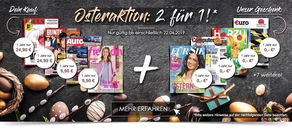 Knaller 🔥 Zeitschriften Jahresabo wählen + weiteres Jahresabo GESCHENKT dazu