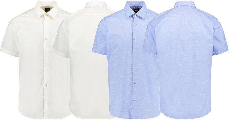 Hugo Boss Kurzarm Herrenhemd Rash in Blau oder Weiß für je 62,96€ (statt 90€)