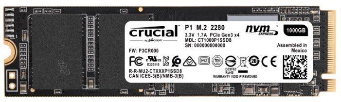 Crucial P1 1TB PCIe NVMe M.2 SSD für 74,90€ (statt 99€)