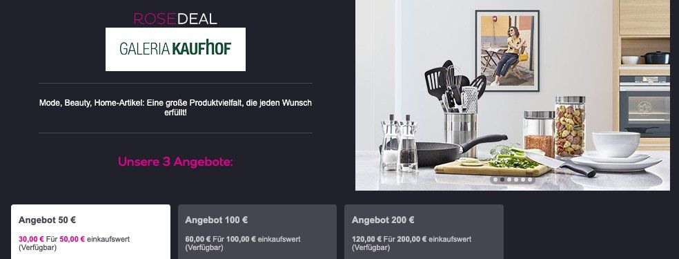 Galeria Kaufhof Gutscheine bei vente privee   z.B. 200€ Gutschein für nur 120€