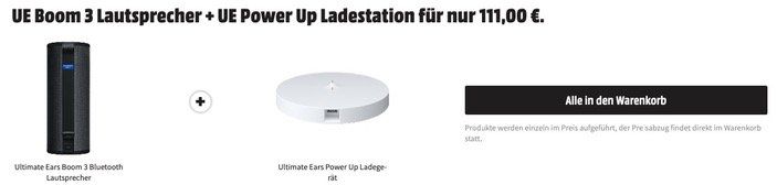 Ultimate Ears Boom 3 wasserfester Bluetooth Lautsprecher + Ladegerät für 111€ (statt 159€)