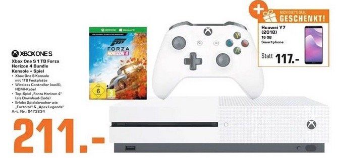 🔥 Xbox One S 1TB mit Forza Horizon 4 + Huawei Y7 (2018) 16GB nur 215,99€ (statt 325€)