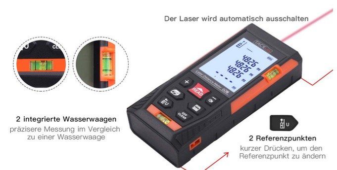 Tacklife HD 60 Laser Entfernungsmesser mit Messbreich von 0,05~60m/±2mm für 30,99€ (statt 48€)