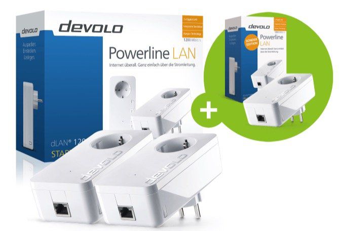 Devolo dLAN 1200+ Netzwerk Starter Kit (3 Adapter) für 79,99€ (statt 146€)