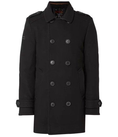 Ausverkauft! Superdry New Bridge Coat Wollmantel mit 2 reihiger Knopfleiste für 63,99€ (statt 200€?)   nur L und XL