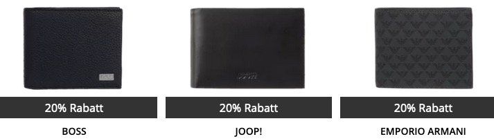 Herren Accessoires mit 20% Rabatt z.B. Gürtel, Krawatten, Portemonnaies oder Taschen