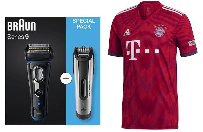 Braun 9242s Rasierer + BT5090 Trimmer + Bayern Home Trikot 2018/2019 für 249€ (statt 324€)   40€ Cashback möglich!