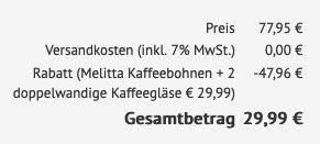 Vorbei! 4kg Melitta Cafe Bar Selection Dark Roast Kaffeebohnen + 2 doppelwandige Gläser für 29,99€ (statt 54€)