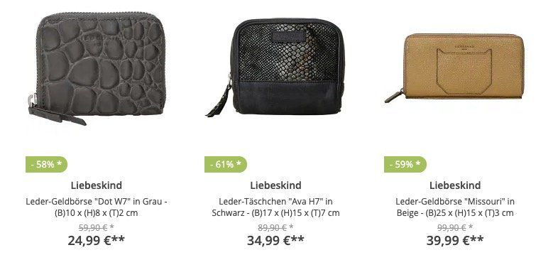 Knaller! Liebeskind Leder Geldbörse Missouri für 43,95€ (statt 100€) und weitere Deals im Sale bei limango