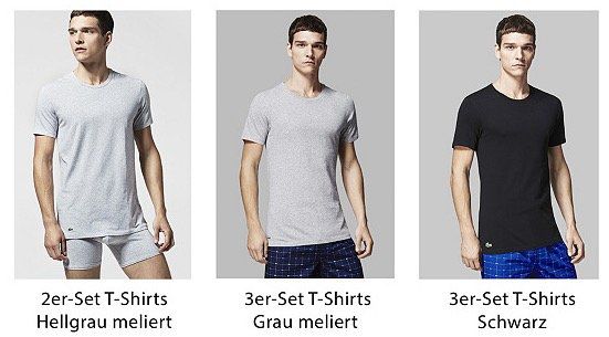 Lacoste Shirts, Pyjama und Jogginghosen bei vente privee   z.B. 3er Set T Shirts für 14,99€ + VSK