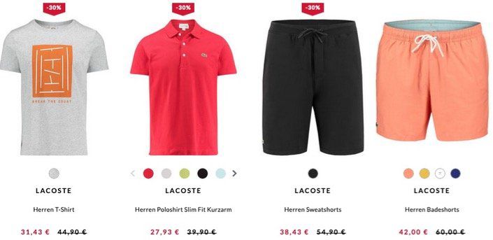 Engelhorn: 30% Extra Rabatt auf viele Artikel von Lacoste, Polo oder Gant oder 15% Rabatt auf Trainingsartikel