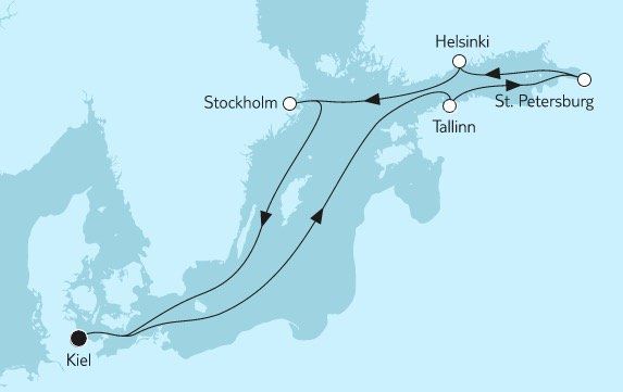 Mein Schiff Kreuzfahrt (9 Nächte) von Kiel nach St. Petersburg in Balkon Kabine ab 1.595€ p.P.