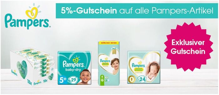 Babymarkt: Bis 26% Rabatt auf Pampers Baby Dry Boxen + 5% Extra Rabatt   z.B. 2x Baby Dry 4 für 64,96€ (statt 72€)