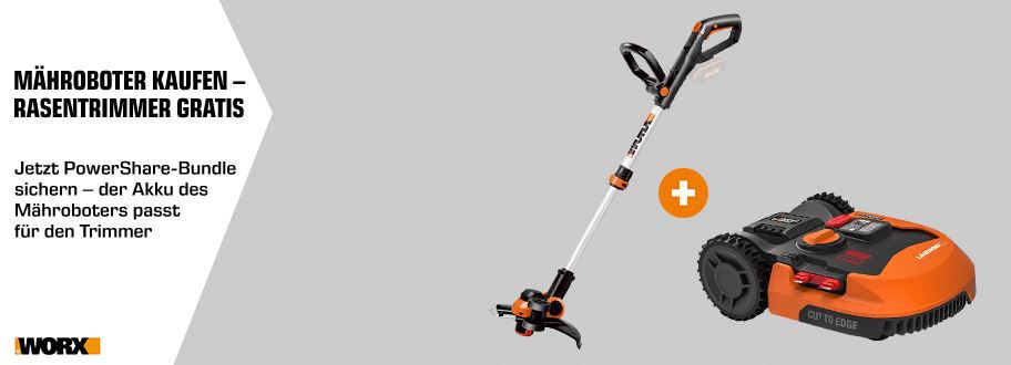 Saturn: Worx Mähroboter mit gratis WORX WG163E.9 Rasentrimmer (Wert ab 60€)