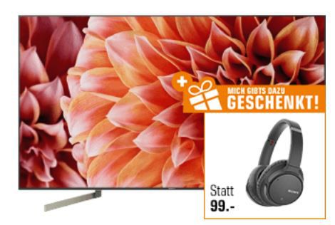 SONY KD 65XF9005   65 Zoll UHD smart TV + SONY 700N On ear Kopfhörer für 1.379€ (statt 1.497€)