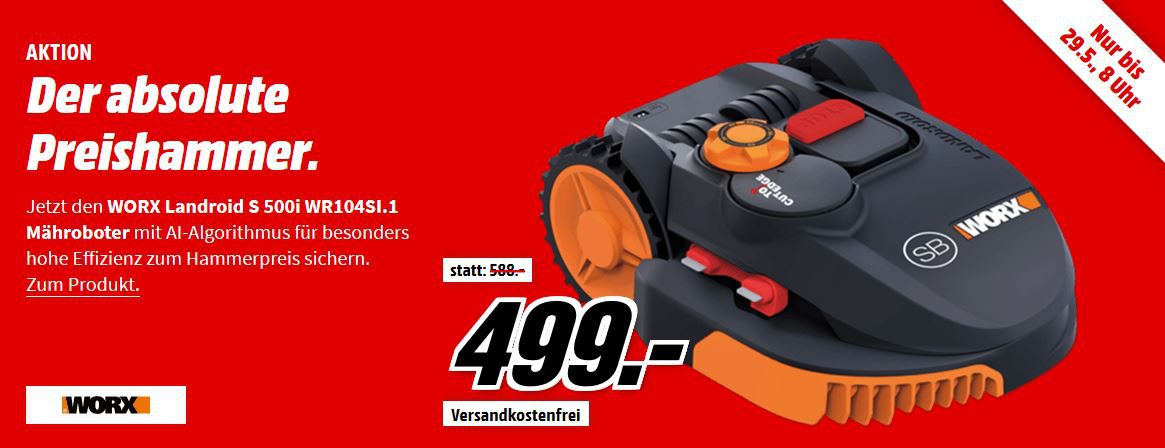 Worx WR104SI.1 Landroid S500I Mähroboter mit App Steuerung für 499€ (statt 659€)