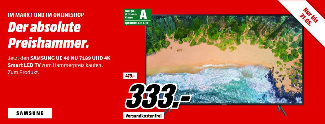 SAMSUNG UE40NU7189   40Zoll UHD smart TV für 333€ (statt 429€)