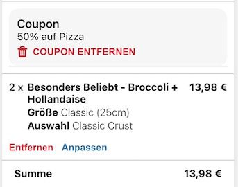 50% Rabatt bei Dominos Pizza dank Gutschein