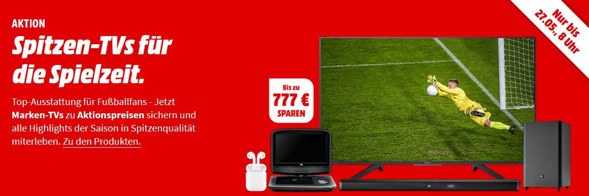 Media Markt Spitzen TVs: günstige Fernseher, Beamer, Kopfhörer & Sound, sowie tragbare DVD Player