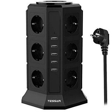 Tessan 12fach Steckdose TP VA5U12E mit 5 USB Ports und 2m Kabel für 22,79€ (statt 38€)