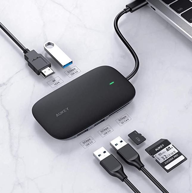 AUKEY USB C Hub 6 in 1   USB 3 Schnittstellenadapter für 23,99€ (statt 40€)
