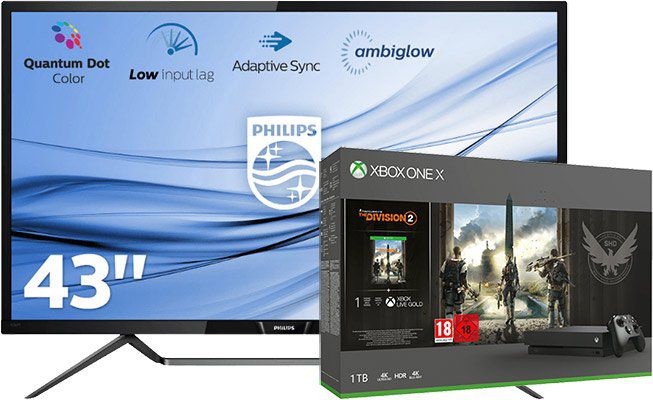 Philips 436M6VBPAB UltraHD Monitor + Xbox One X 1TB The Division 2 Bundle ab 884€ (statt 1.066€)