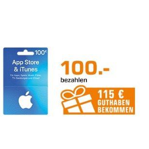 Saturn: App-Store und auf iTunes-Guthaben mit Bonus kaufen – z.B. 100€ kaufen und 115€ erhalten