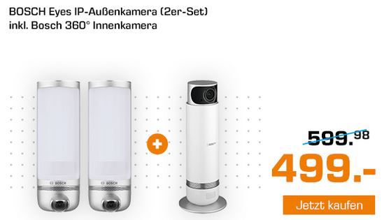 Saturn Smarthome Woche: heute z.B. BOSCH F01 Eyes, 2 x IP Kamera +  BOSCH 360° Innenkamera 1080 p für 499€ (statt 685€)