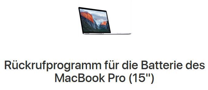 Überhitzende Akkus: Apple startet Rückrufaktion für Macbook Pro 15 (2015)