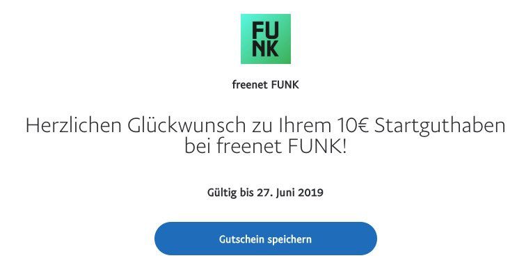 Vergriffen! 10 Tage o2 LTE Flat für Umme: 10€ freenet FUNK Guthaben via PayPal