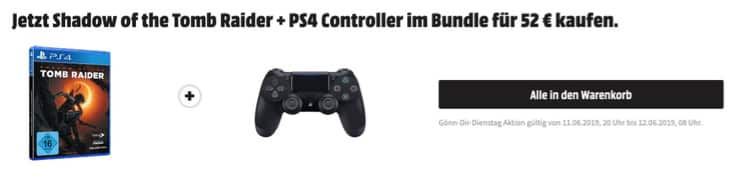 Shadow of the Tomb Raider + PS4 Wireless Dualshock Controller nur 52€ (statt 65€)