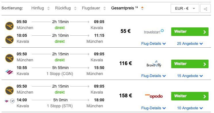 Ab nach Griechenland: Hin  und Rückflug von München nach Kavala für 55€ p.P. inkl. Handgepäck