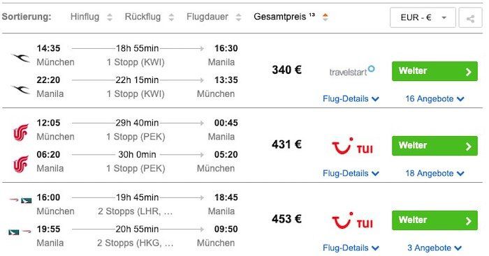 Philippinen: Hin  und Rückflug von München nach Manila inkl. Gepäck ab 340€