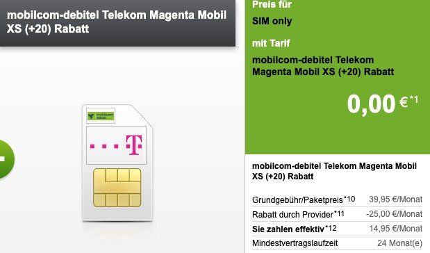 Telekom Magenta Mobil XS mit 3,75GB LTE für 14,95€ mtl.