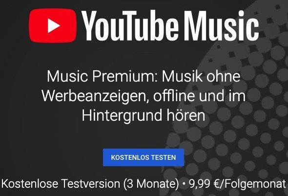 YouTube Music Premium: 3 Monate kostenlos (statt 29,97€)