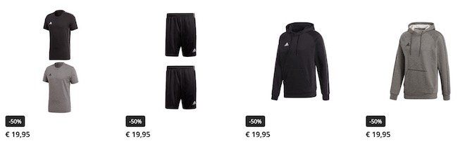 Geomix: adidas Core 18 Sale ohne VSK   z.B. Trainings Set (Jacke, Hose, Trikot, Short) für 40,95€ (statt 57€)