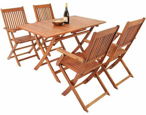 SYDNEY Garten Sitzgruppe aus Akazienholz (Tisch, 4 Stühle) für 116,95€