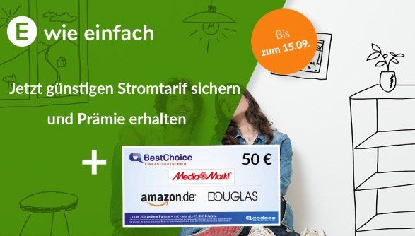 e wie einfach MeinÖko Stromtarife inkl. 50€ Gutscheinprämie   nur 12 Monate Laufzeit