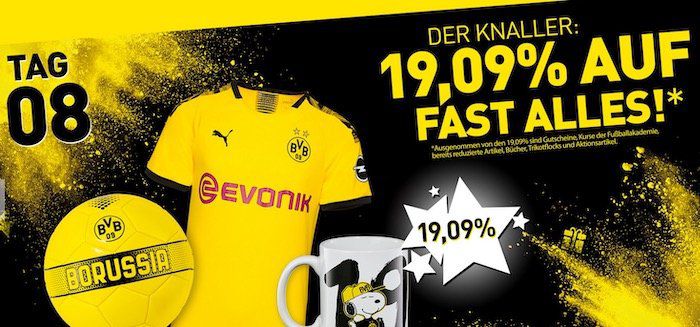 19,09% Rabatt auf fast alles im BVB Shop   z.B. Ausweichtrikot ab 32,32€