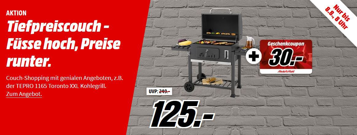 Tipp: Media Markt Tiefpreiscouch: z.B. TEPRO Toronto XXL Kohlegrill für 125€ (statt 149€) + 30€ Gutschein