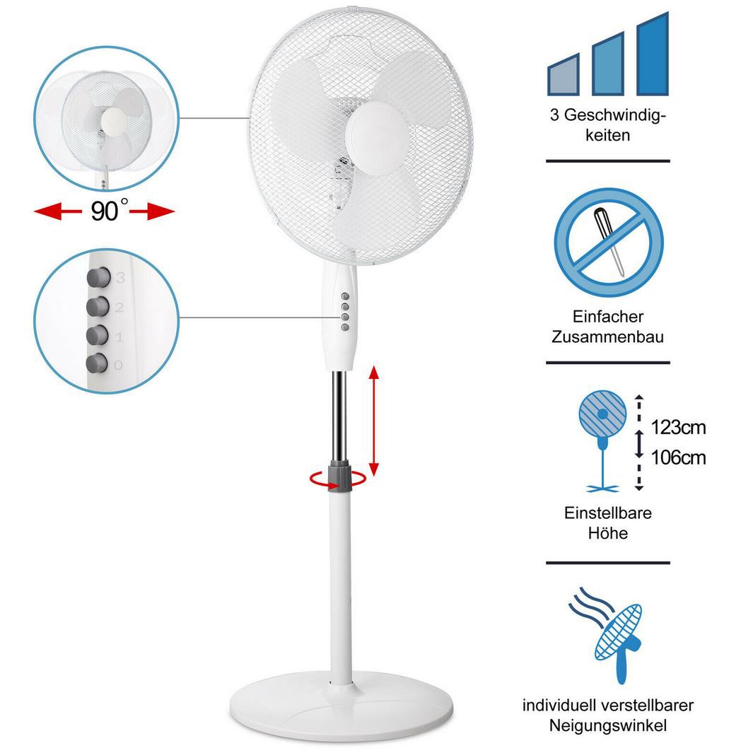 monzana höhenverstellbarer Standventilator 45W für 19,95€ (statt 25€)